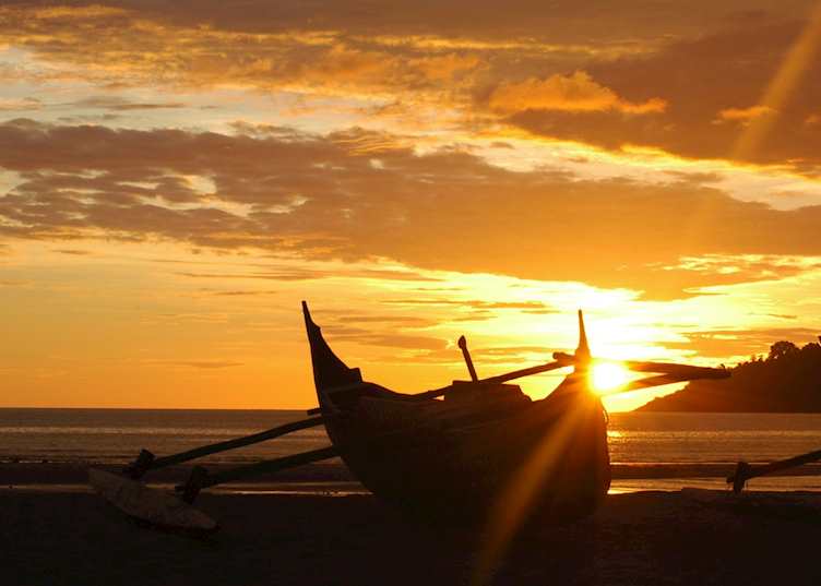 A traditional dhow on the beach at Nosy Be, Madagascar