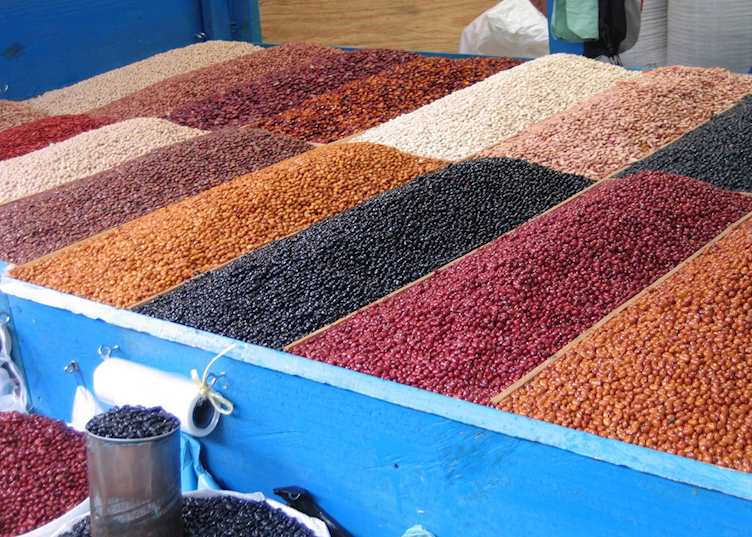 San Cristobal de las Casas, multicoloured beans at the farmers market
