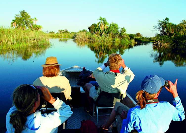Enjoying a boat trip from Xigera Camp