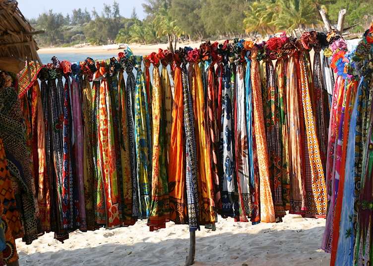 Sarongs for sale on the beach at Ifaty