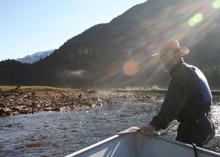 Tom, walking the boat (and guests) up river