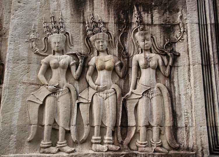 Intricate stone carvings at Angkor