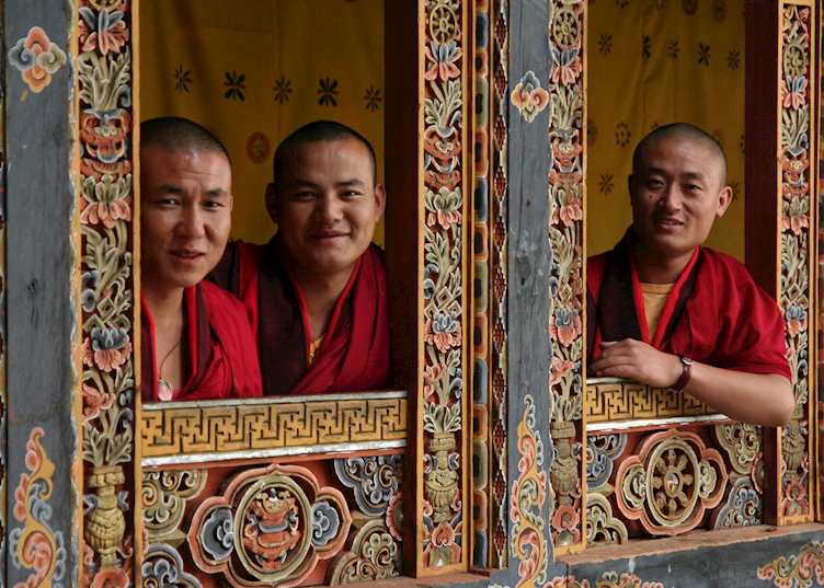 Monks at Punakha Dzong
