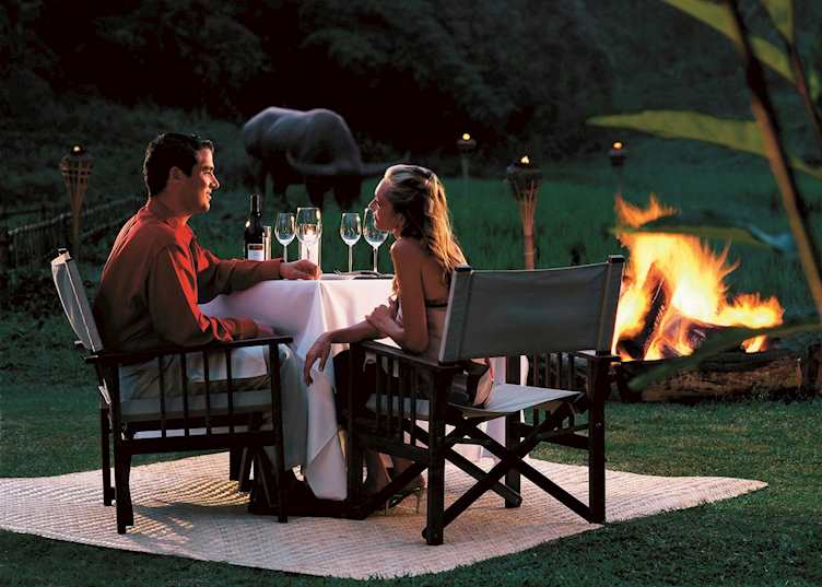 Dining out at Four Seasons Tented Camp, Golden Triangle
