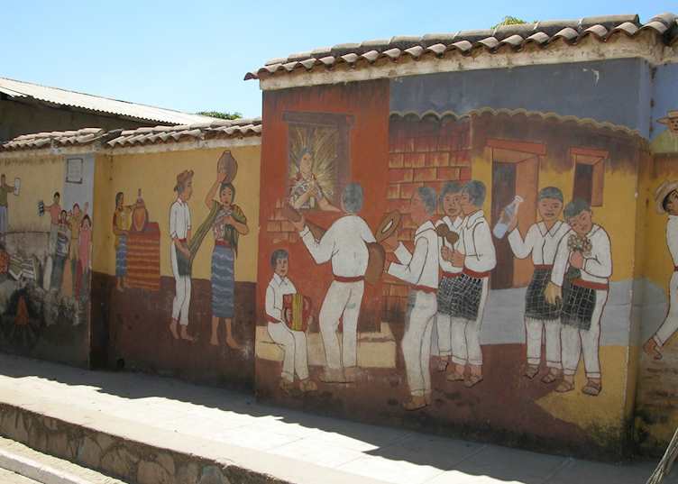 San Juan Comalapa Cemetery wall mural