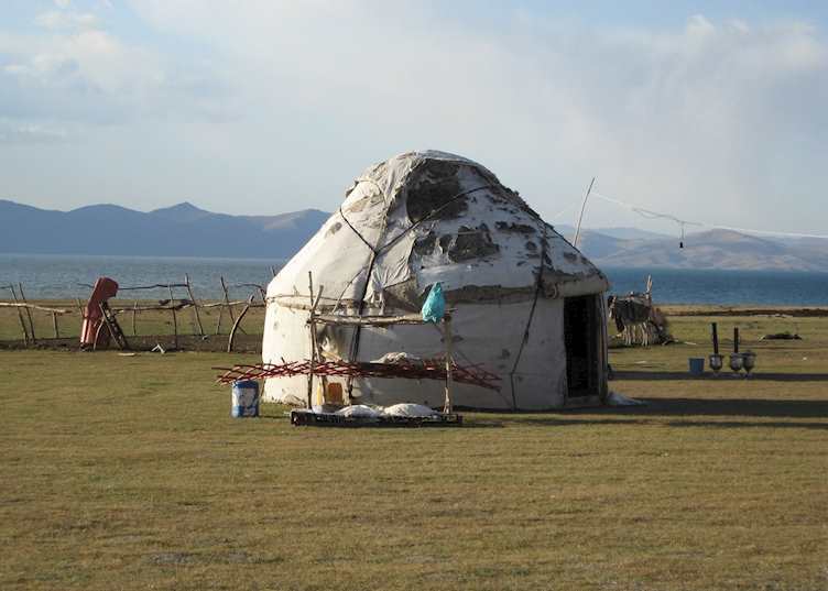 Traditional yurt on the south shore, Song-Kul Lake
