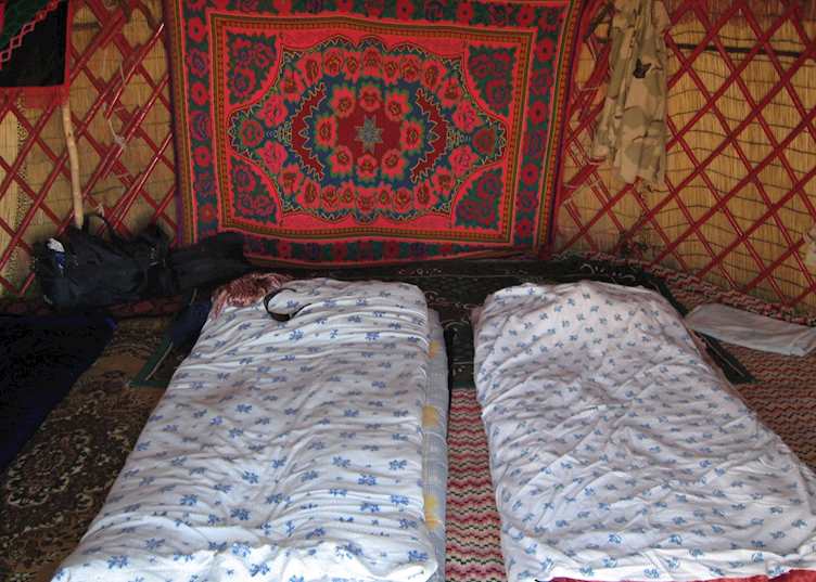 Sleeping arrangements in a traditional yurt