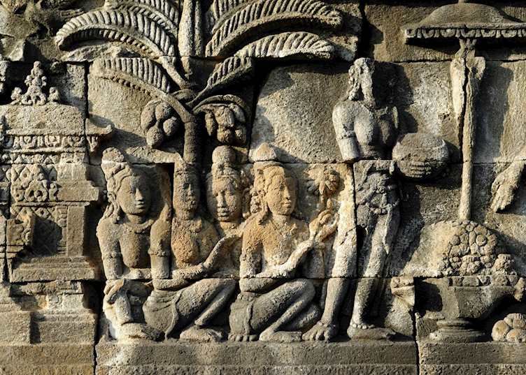 Detailed carving at Borobudur, Yogyakarta