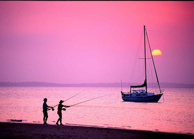 Sunset fishing, Fraser Island, Australia