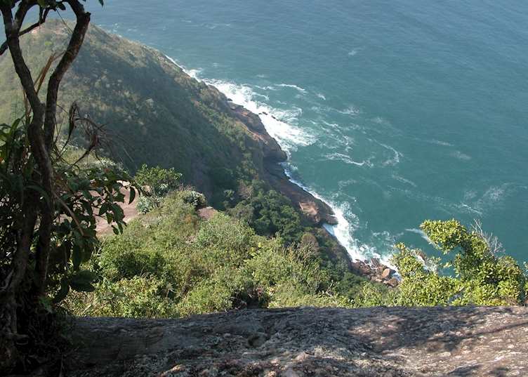 Climbing Sugarloaf Mountain, with views to Guanabara Bay