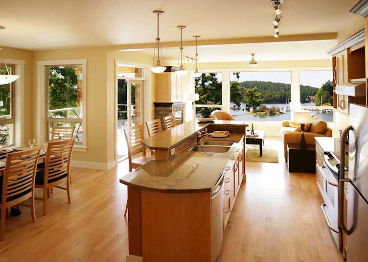 A kitchen area at Painted Boat Resort