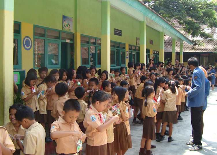 Visiting a local primary school in Malang, Indonesia