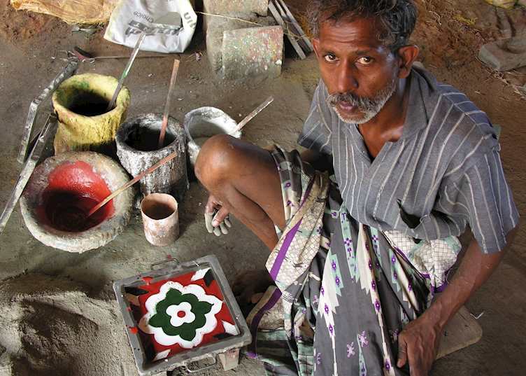 Athangudi tile making, Chettinad, India