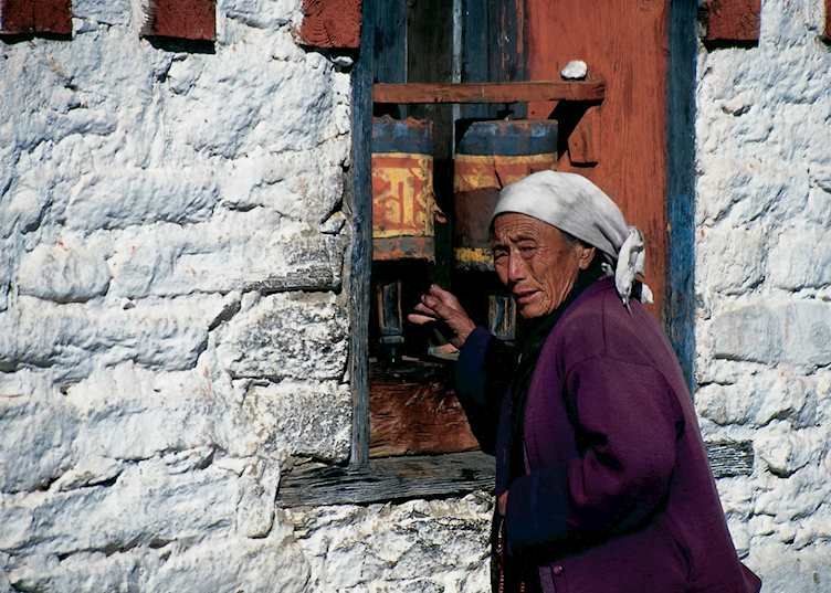 Buddhist devotee, Tashigang, Bhutan