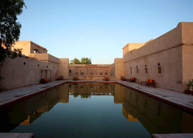 The courtyard pool at The Ranvas, Nagaur