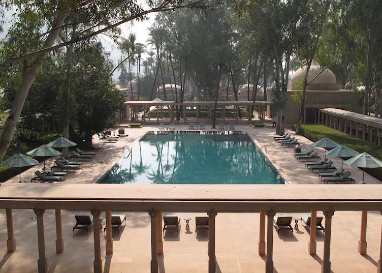 Pool view from terrace at Amanbagh