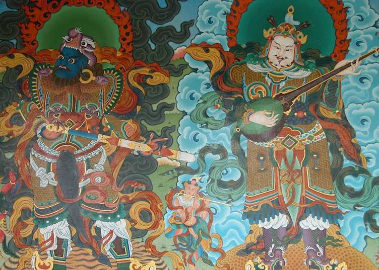Mural, the Golden Temple, Namdroling Monastery, near Bylakuppe, Karnataka