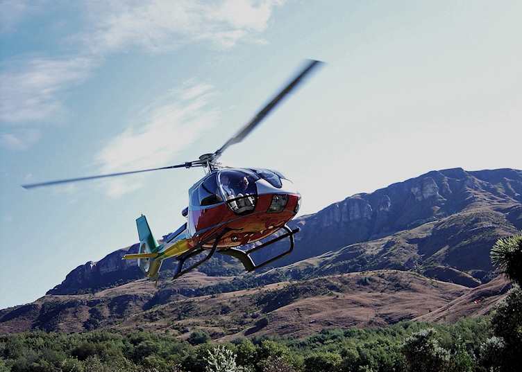 Helicopter flight from Cleopatra Mountain Farmhouse