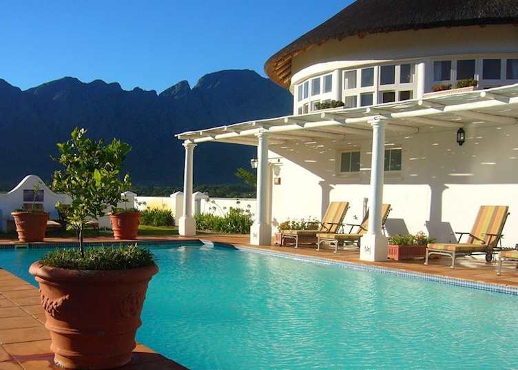 Swimming pool at Mont Rochelle, Franschhoek
