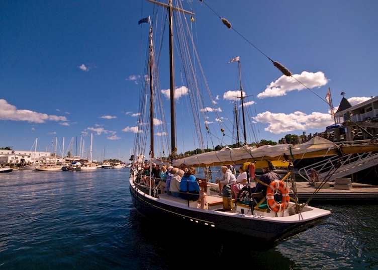 A windjammer in Camden Harbor