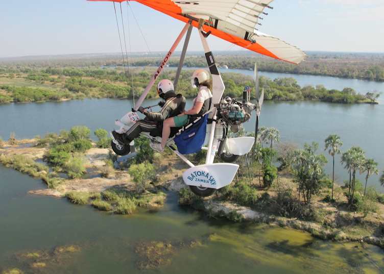 Microlighting over the Zambezi River, Livingstone