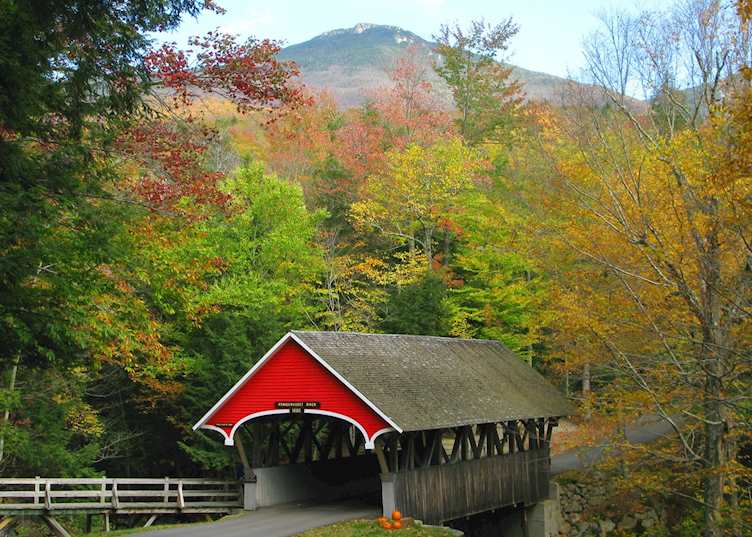 A covered bridge at the Flume Gorge, New Hampshire