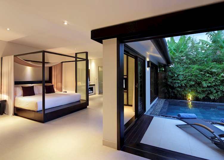The interior of a Pool Villa at the Fusion Maia