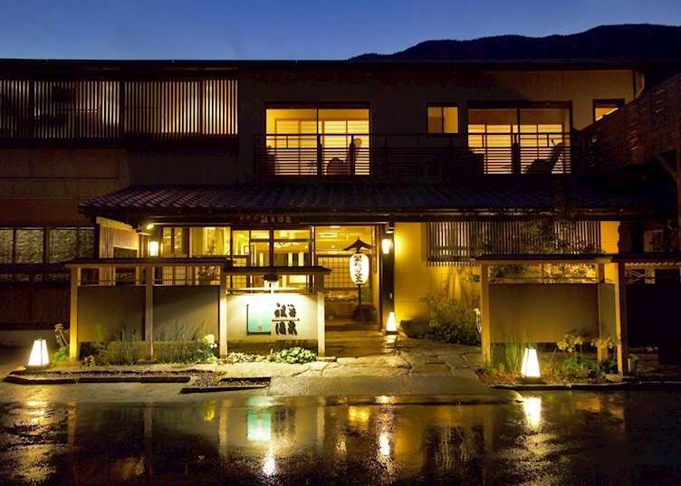 Hotel exterior at night
