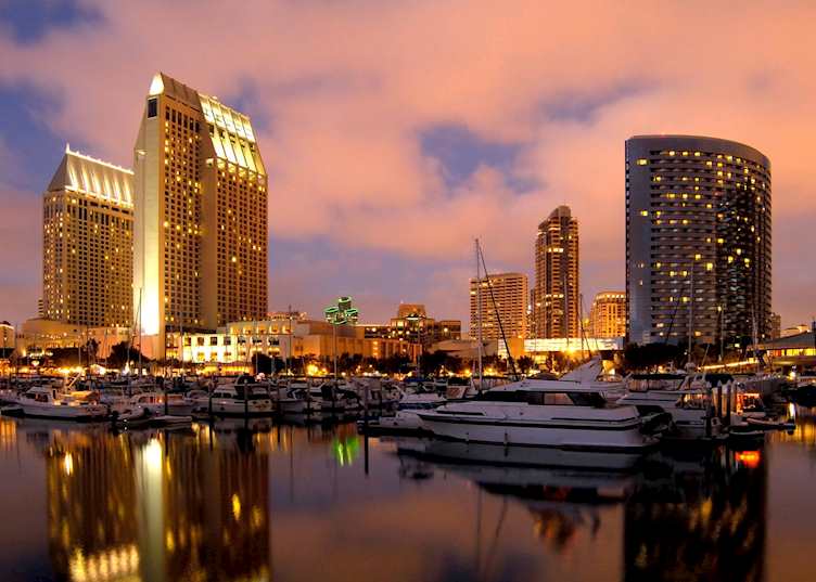The San Diego skyline at dusk