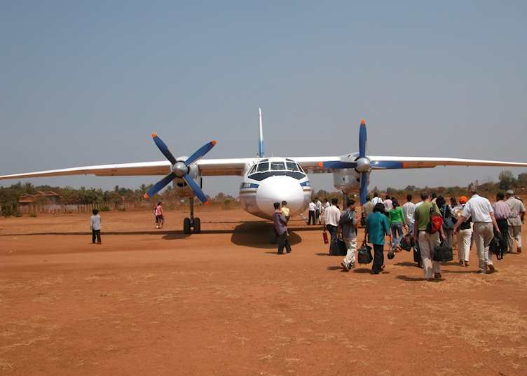 Boarding the plane at Ban Lung airport