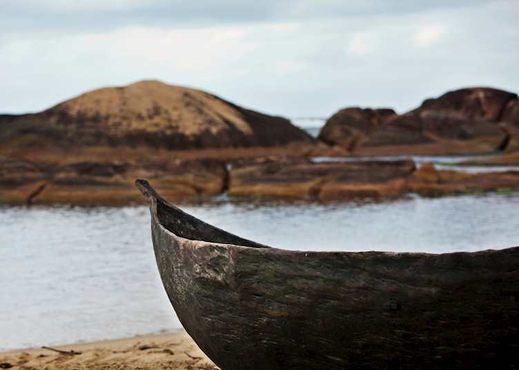 Pirogue on the beach near Mandrare River Camp, Ifotaka Community Forest