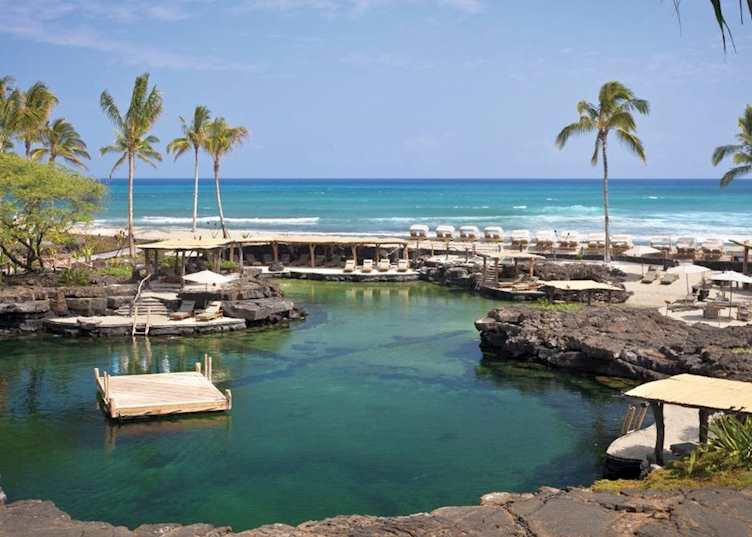 Lagoon and beach at the Four Seasons Resort Hualalai