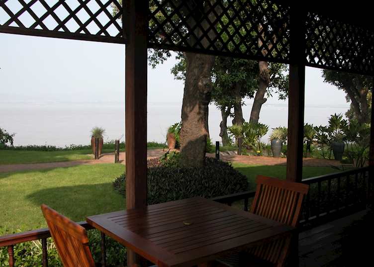 View from dinning area at the Thiripyitsaya Sanctuary Resort, Bagan
