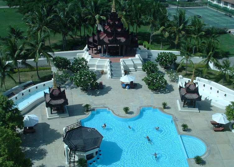Top room view, above the pool at the Mandalay Hill Resort, Mandalay