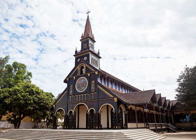Unusual wooden church in Kon Tum, Vietnam