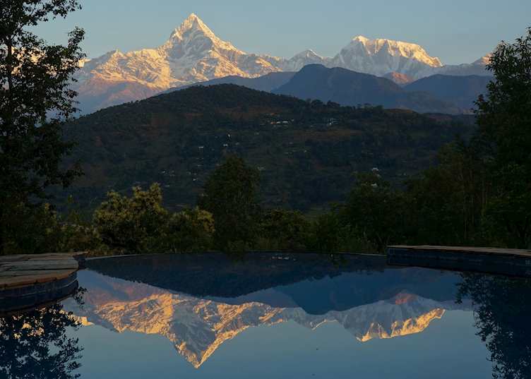 Annapurnas at sunrise (Fishtail Mountain on the left)
