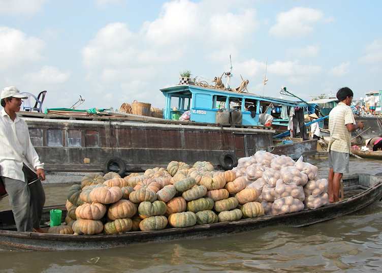 Pumpkins for sale at the Cai Rang Floating Market, Mekong Delta