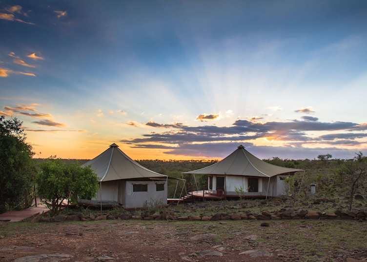 Sunset over the Chui tent at Ol Seki Hemingways Mara