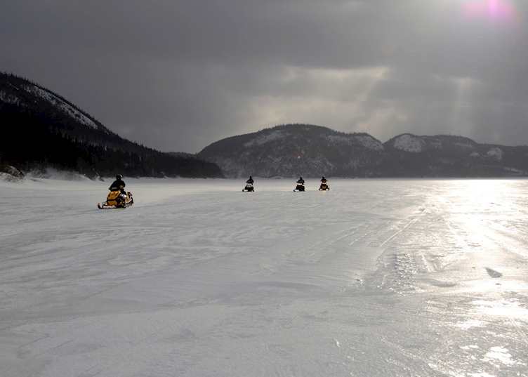 Snowmobile tour in the Rockies, Canada
