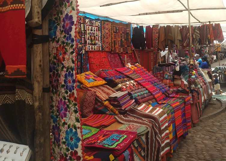 Colorful Peruvian market stalls