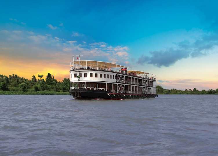 RV Mekong Pandaw cruising on the river