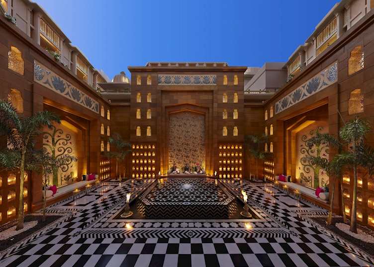 Inner courtyard at dusk, Leela Palace, Udaipur