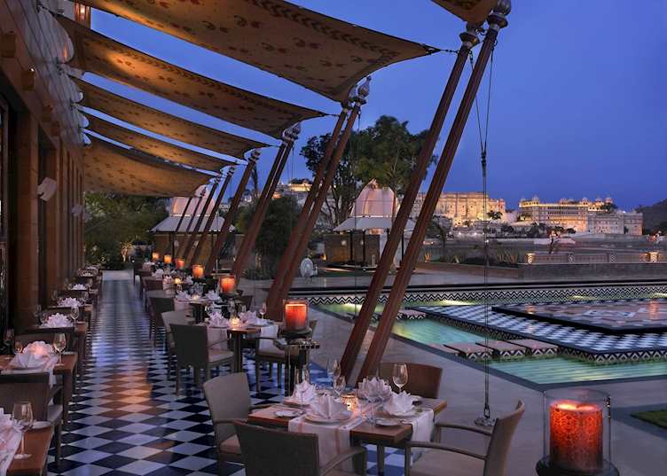 Alfresco dining at Leela Palace, Udaipur