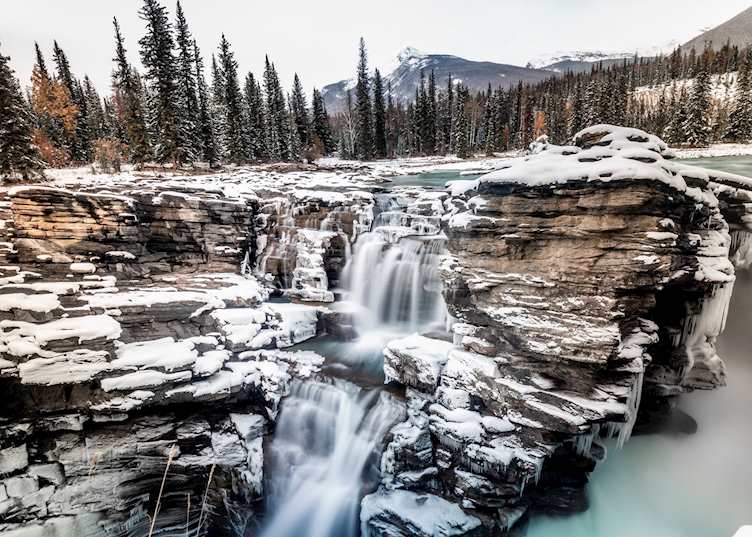 Sunwapta Falls in winter, near Jasper