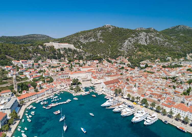Aerial view of the bay, Hvar