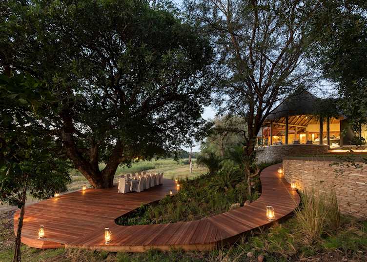 Dining deck at Dulini River Lodge 