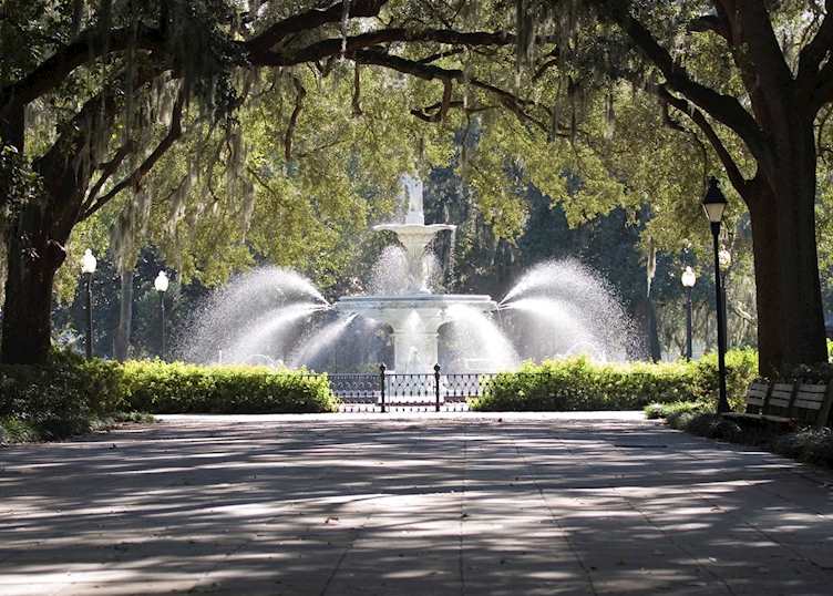 A fountain in Foley Square, Savannah