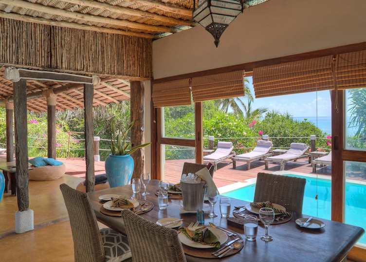 Dining room at the Beach House, Matemwe 