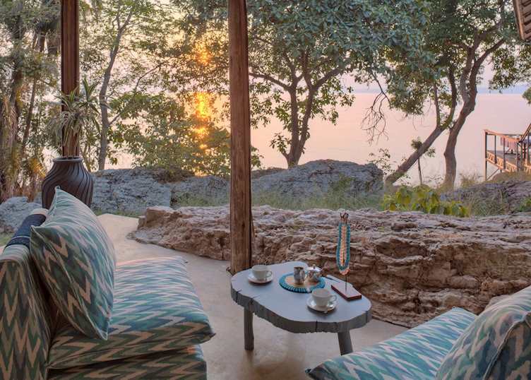 Outdoor lounge, Rubondo Island Camp