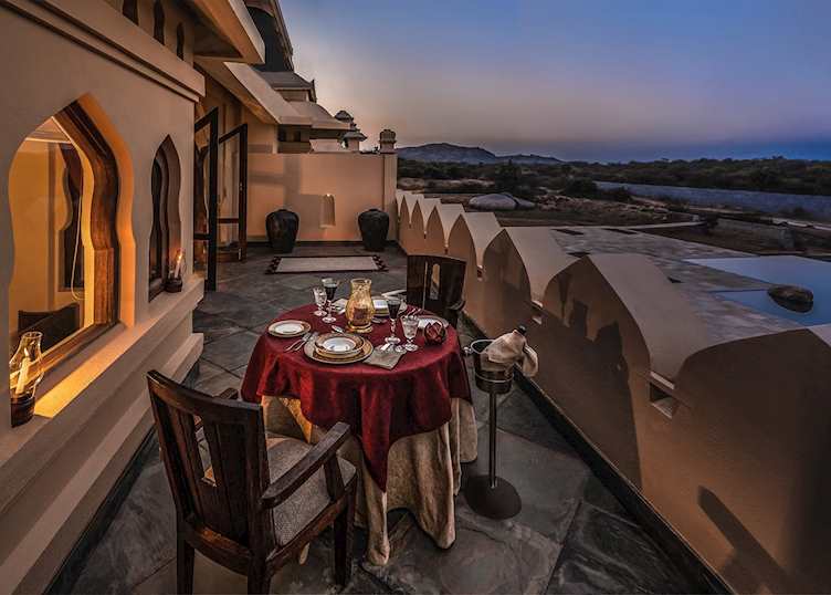 A private dining experience at Evolve Back Kamalapura, Hampi